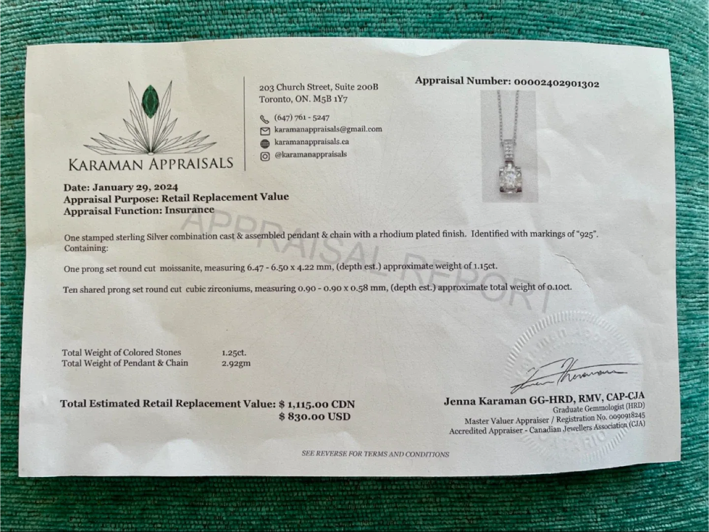 Jewelry 1.15 ct ,Pendant, Necklace image indicator(4)