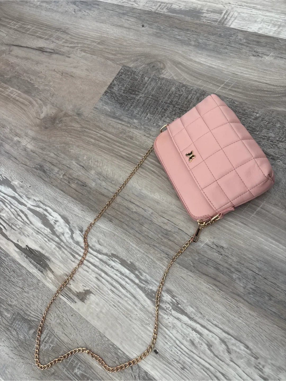 Pink Quilted Crossbody Bag with Gold Chain image indicator(2)