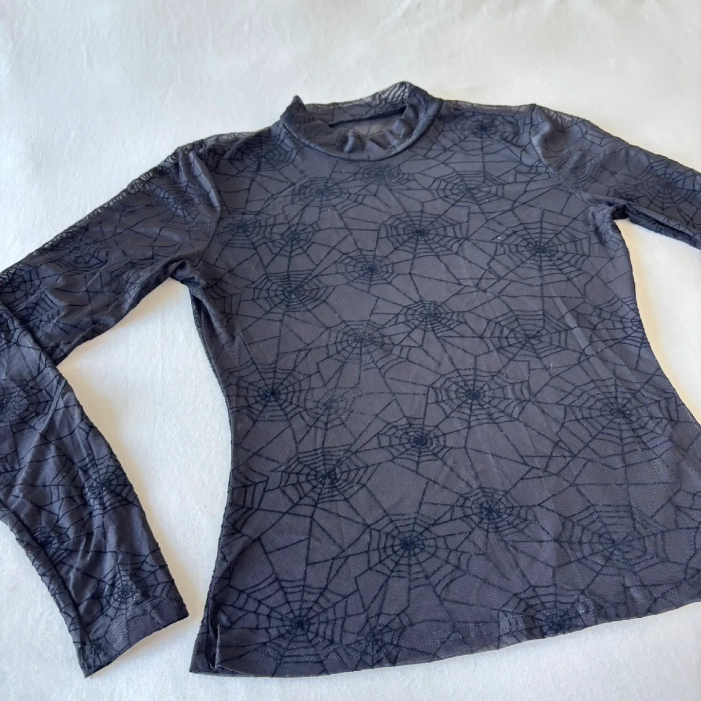 Sheer spiderweb long sleeve shirt for halloween - women’s large thumbnail