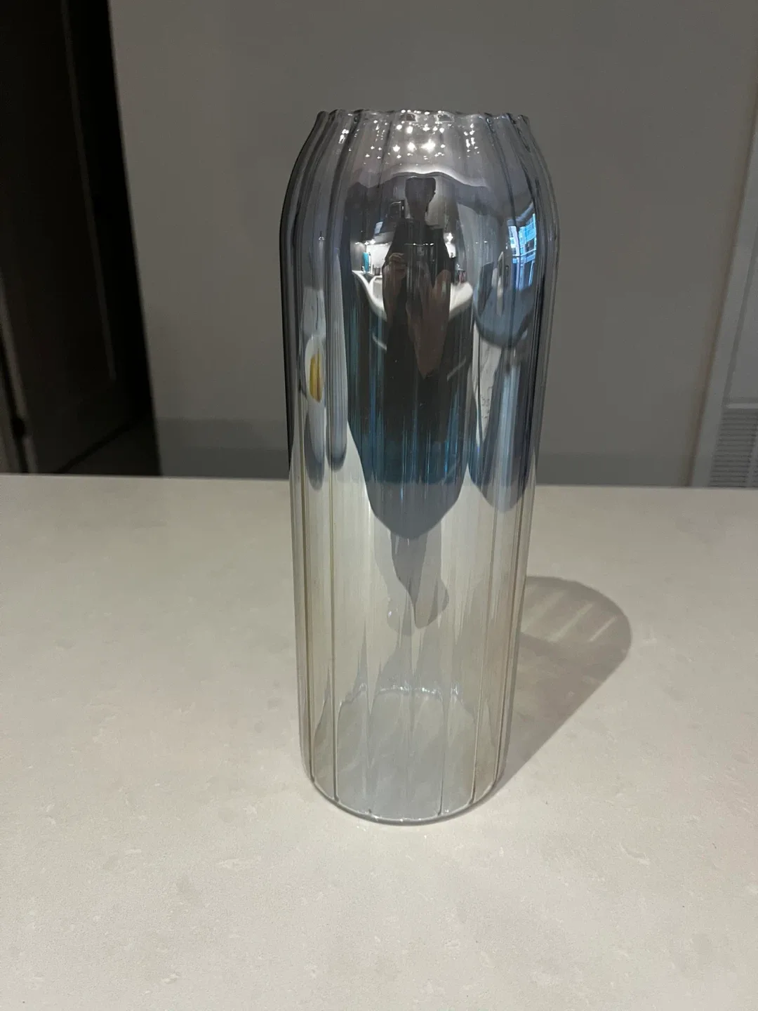 Silver Ribbed Glass Vase thumbnail