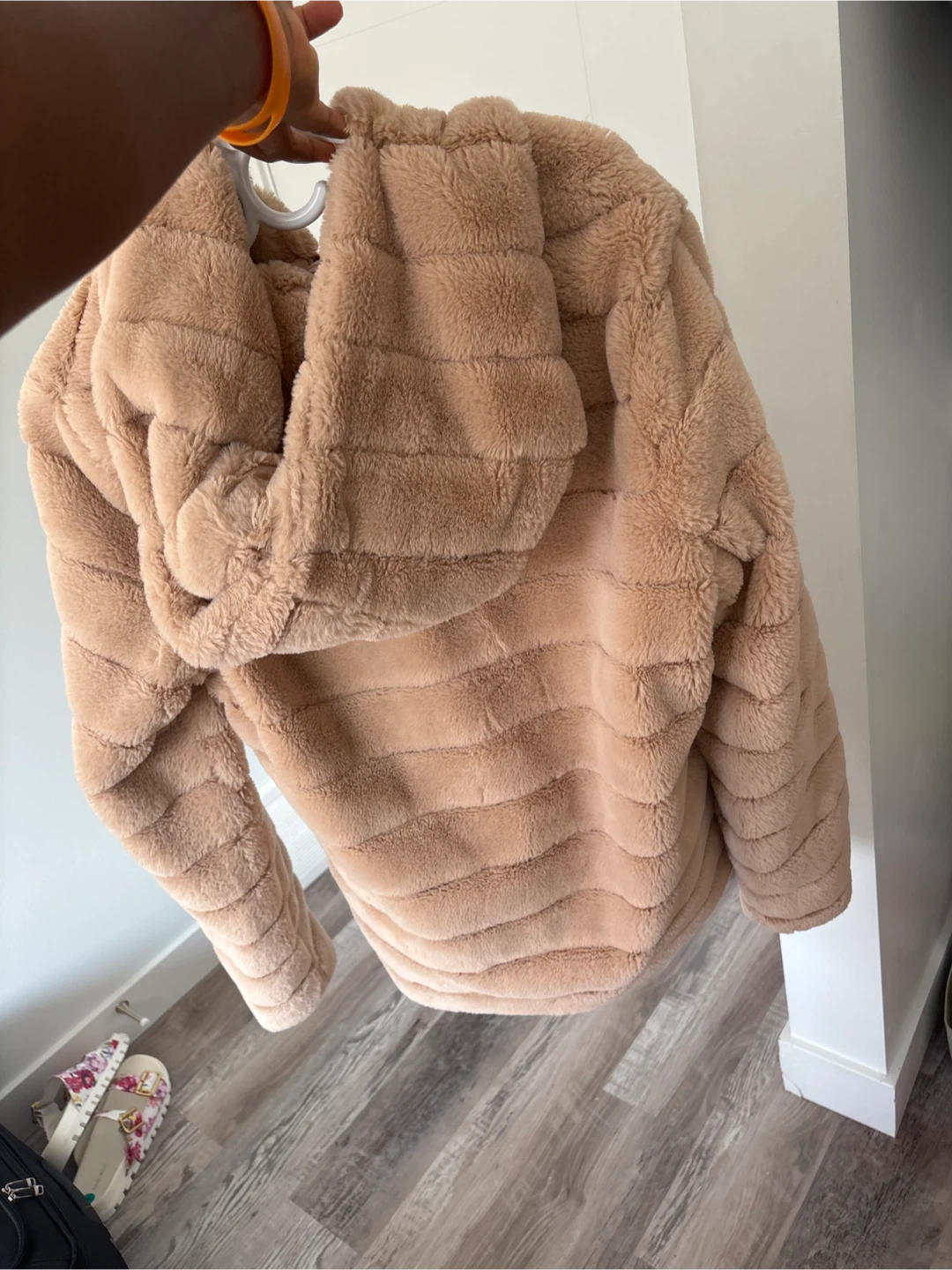 Fuzzy Beige Hooded Jacket - photo 5