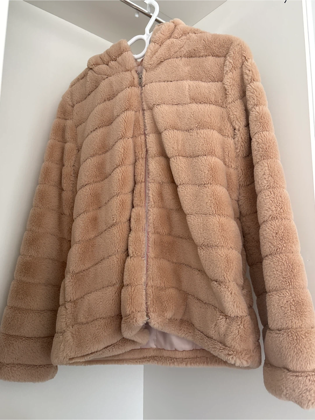 Fuzzy Beige Hooded Jacket - photo 3