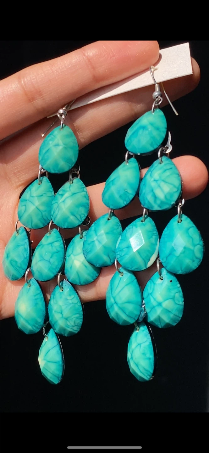 Vintage Turquoise Mermaid Scale Earrings - photo 2