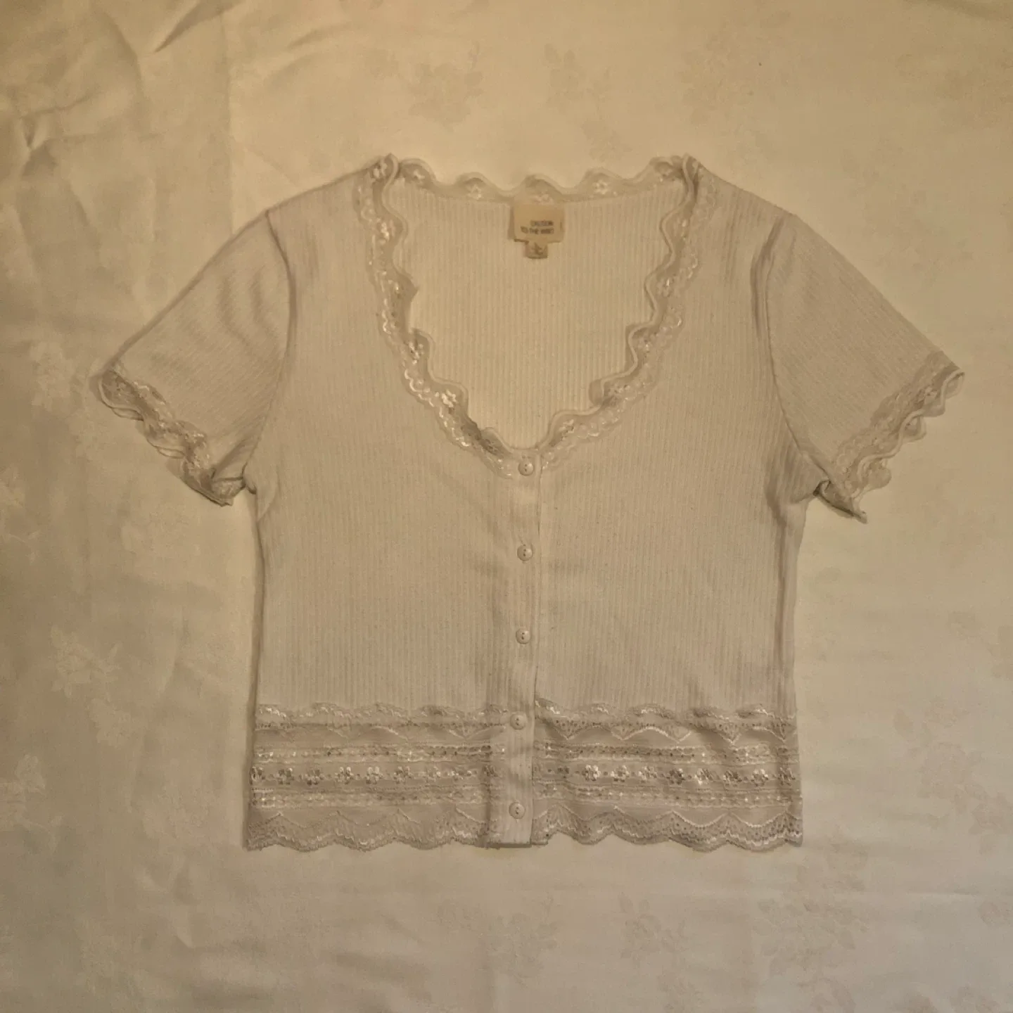 Coquette White Lace Trimmed Top 🤍 thumbnail