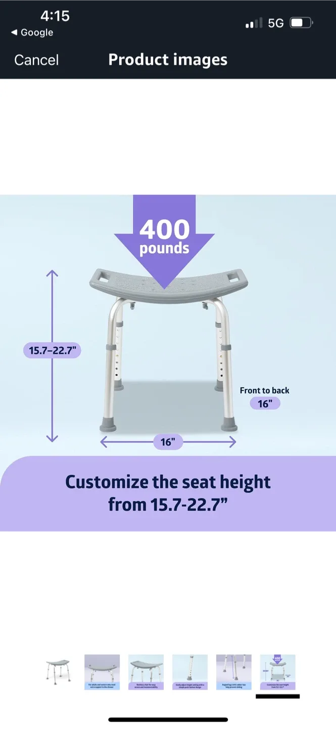New Adjustable Height Shower Chair image indicator(6)