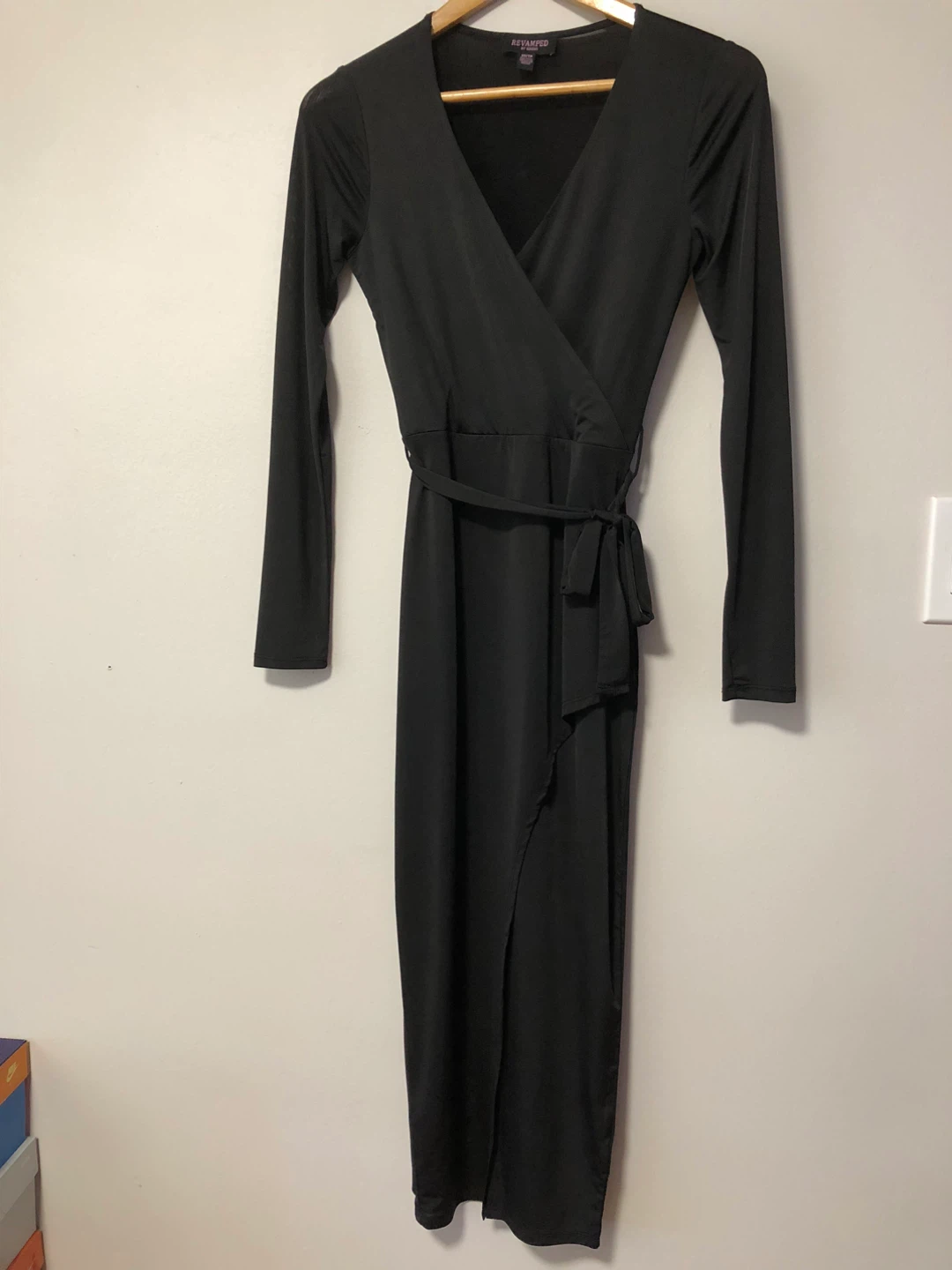 Revamped Black Wrap Dress - Size Small