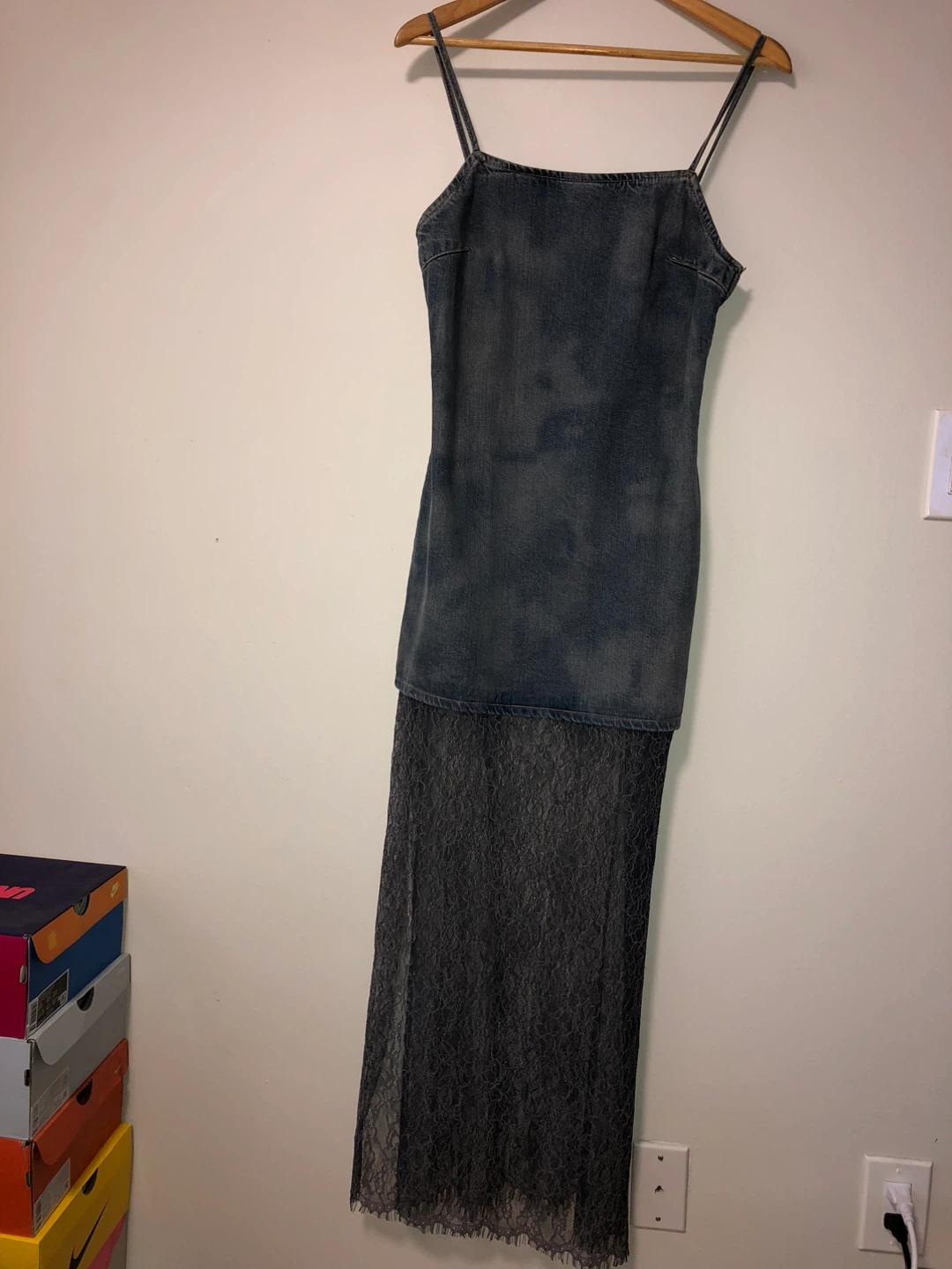 Zara Denim & Lace Dress