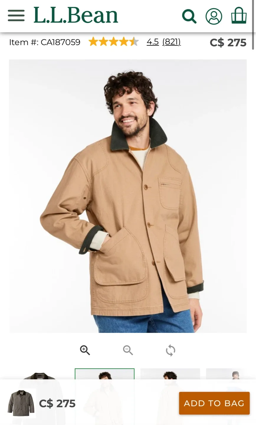 L.L. Bean Men's Original Chore Field Coat - XL image indicator(2)