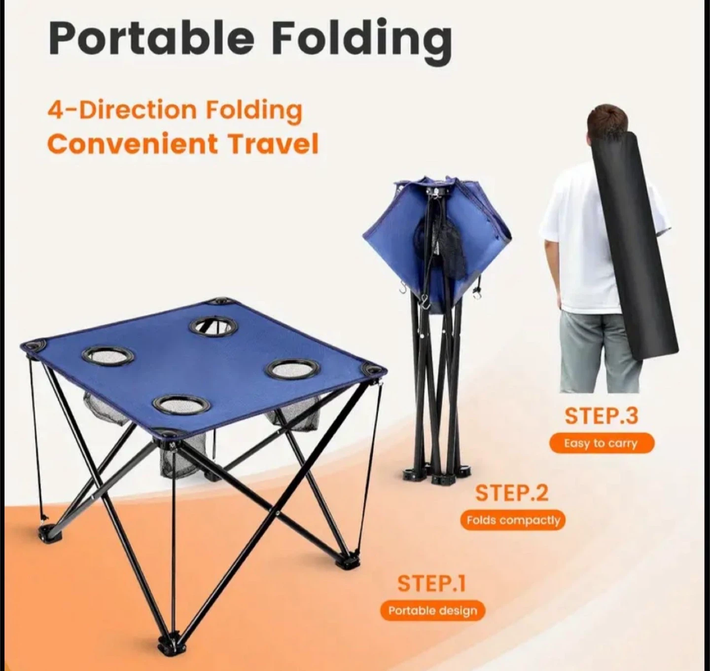 Portable Folding Camping Table with Cup Holders - photo 5
