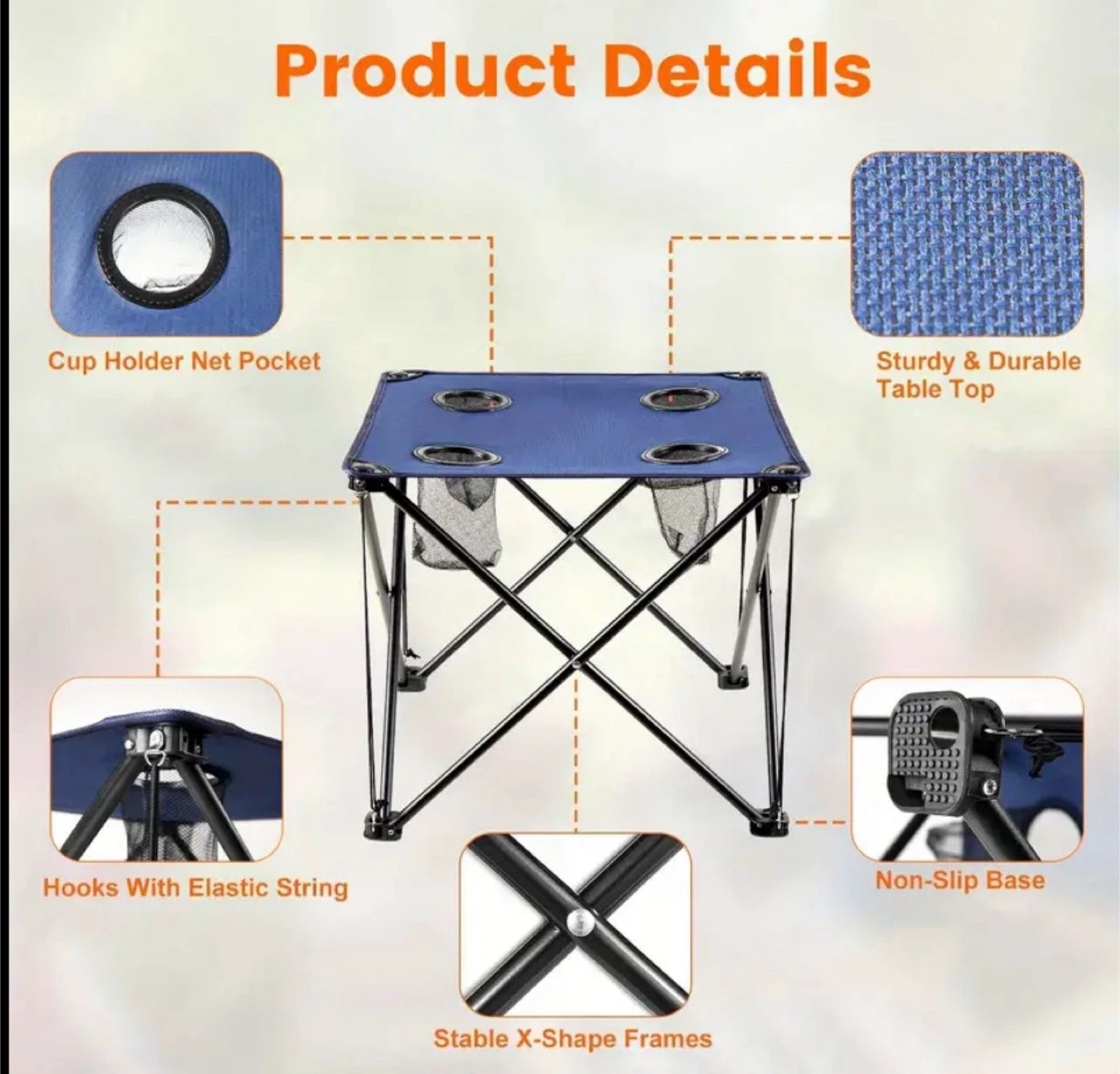 Portable Folding Camping Table with Cup Holders - photo 4
