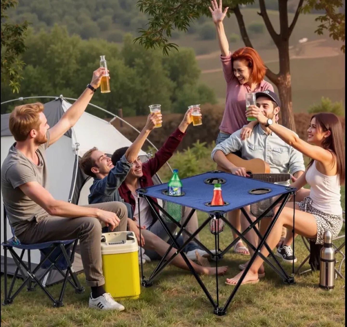 Portable Folding Camping Table with Cup Holders - photo 2