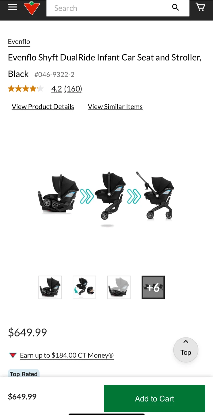 Evenflo Shyft DualRide Infant Car Seat & Stroller - Black - photo 2
