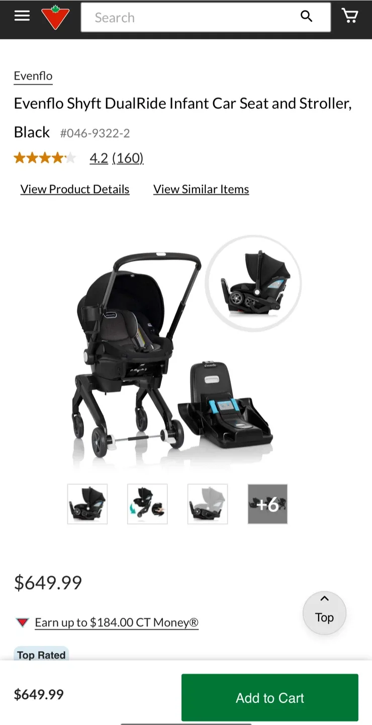 Evenflo Shyft DualRide Infant Car Seat & Stroller - Black thumbnail