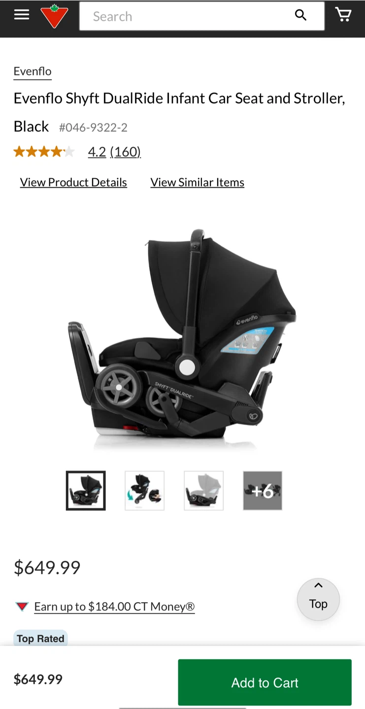 Evenflo Shyft DualRide Infant Car Seat & Stroller - Black - photo 3