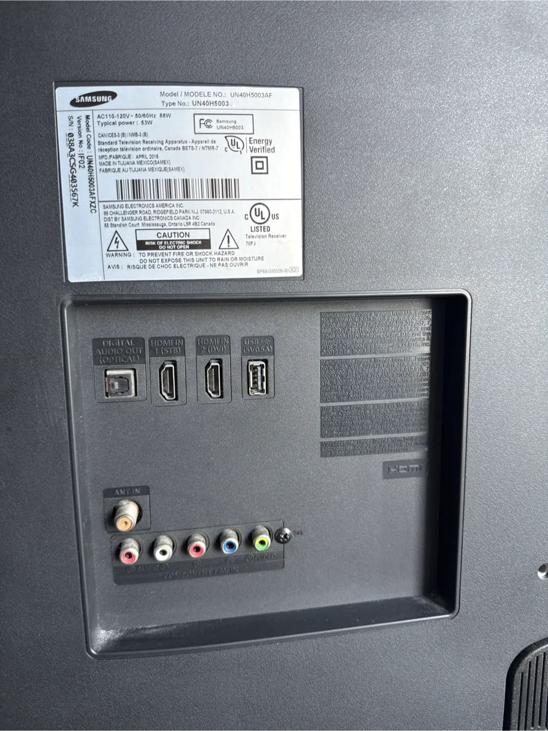 Samsung 40" UN40H5003AF TV image indicator(3)