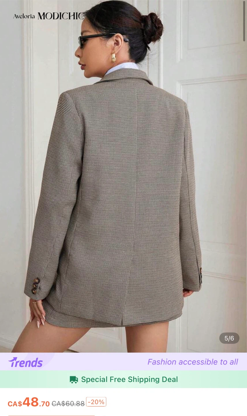 Plaid Blazer and Skirt Set - photo 3