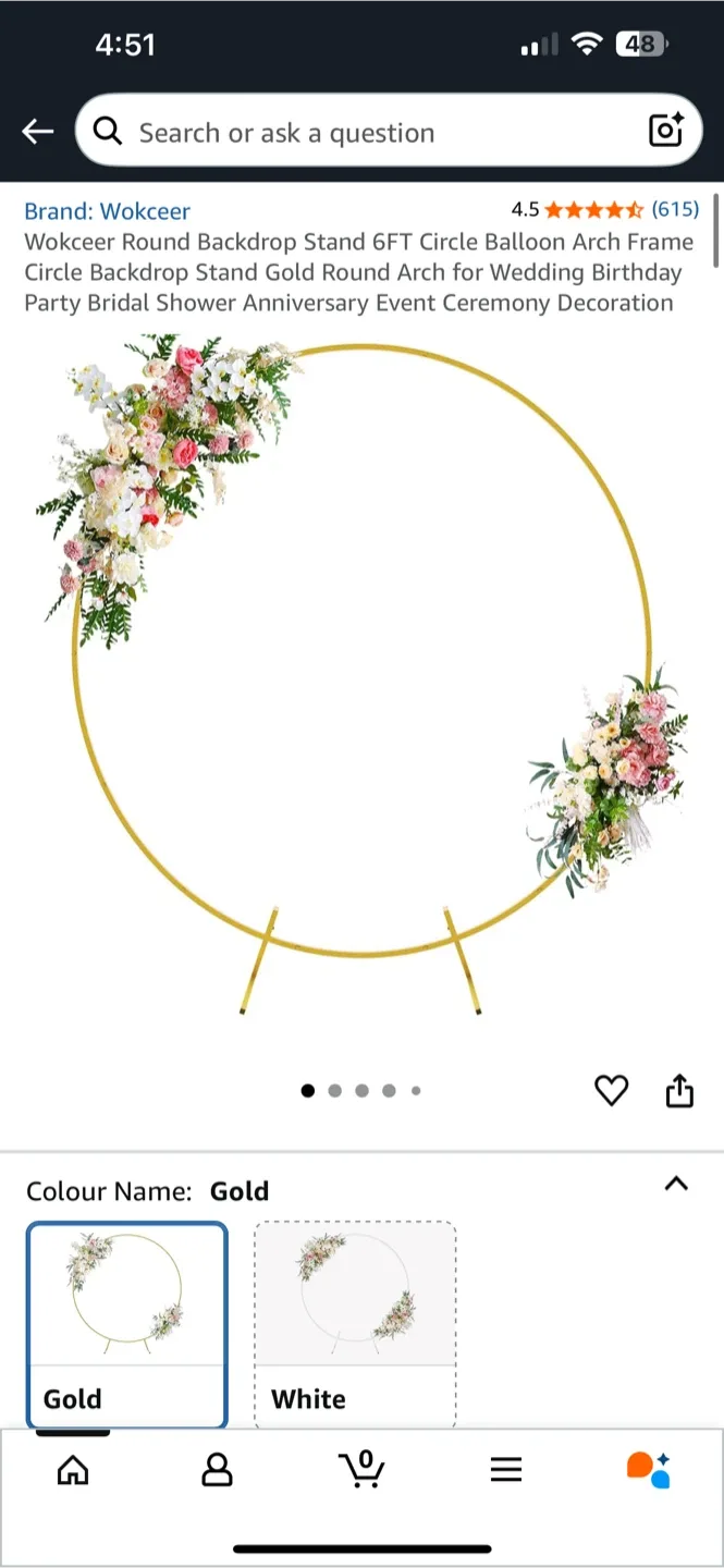 NEW IN BOX! Wokceer Round Gold Backdrop Stand 6.FT thumbnail