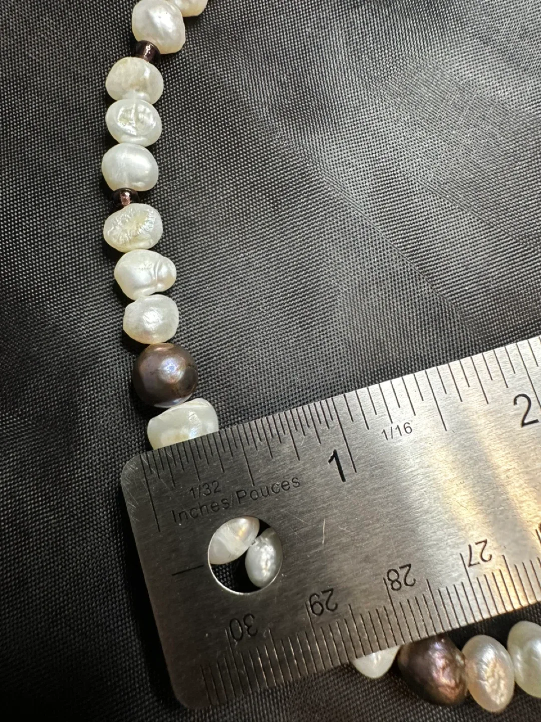 Genuine Pearl Necklace - White & Black Pearls image indicator(5)