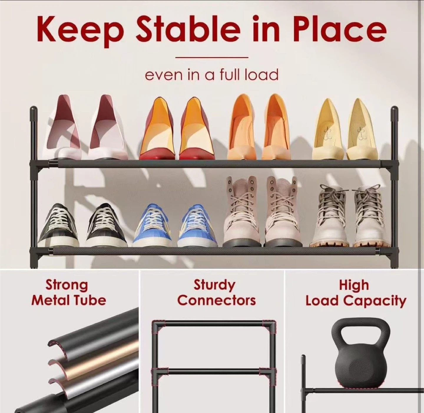 Black 3-Tier Shoe Rack - Large Capacity - photo 3