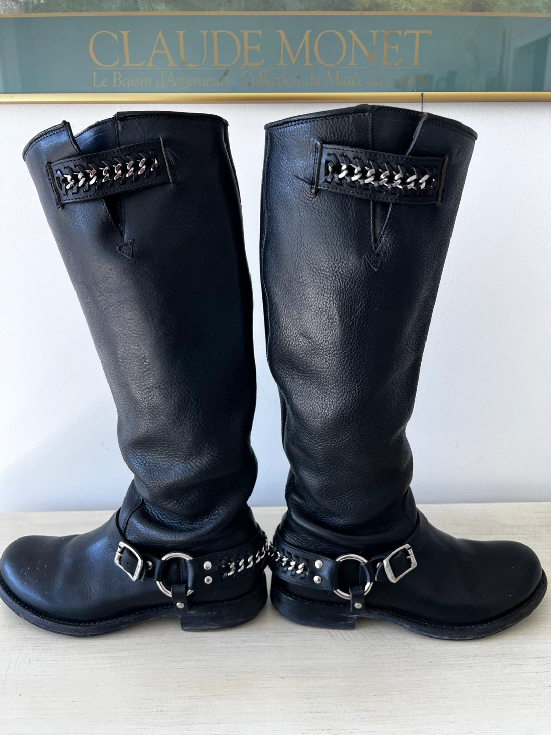 Frye Jenna Chain Tall knee High black leather boots - photo 4
