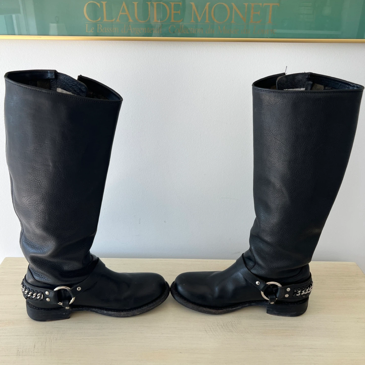 Frye Jenna Chain Tall knee High black leather boots - photo 3