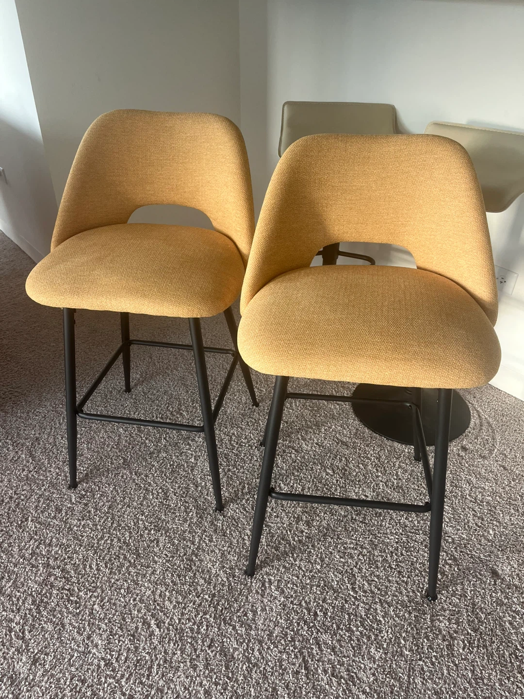 Set of 2 Counter Height Stools - Mustard Yellow - photo 2
