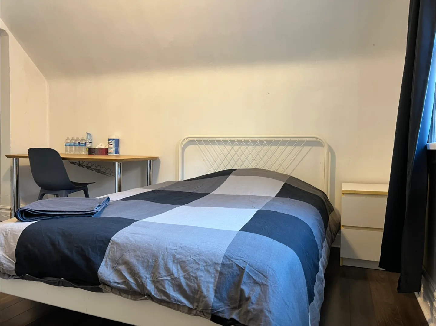 Metal double size bed frame with free mattress thumbnail