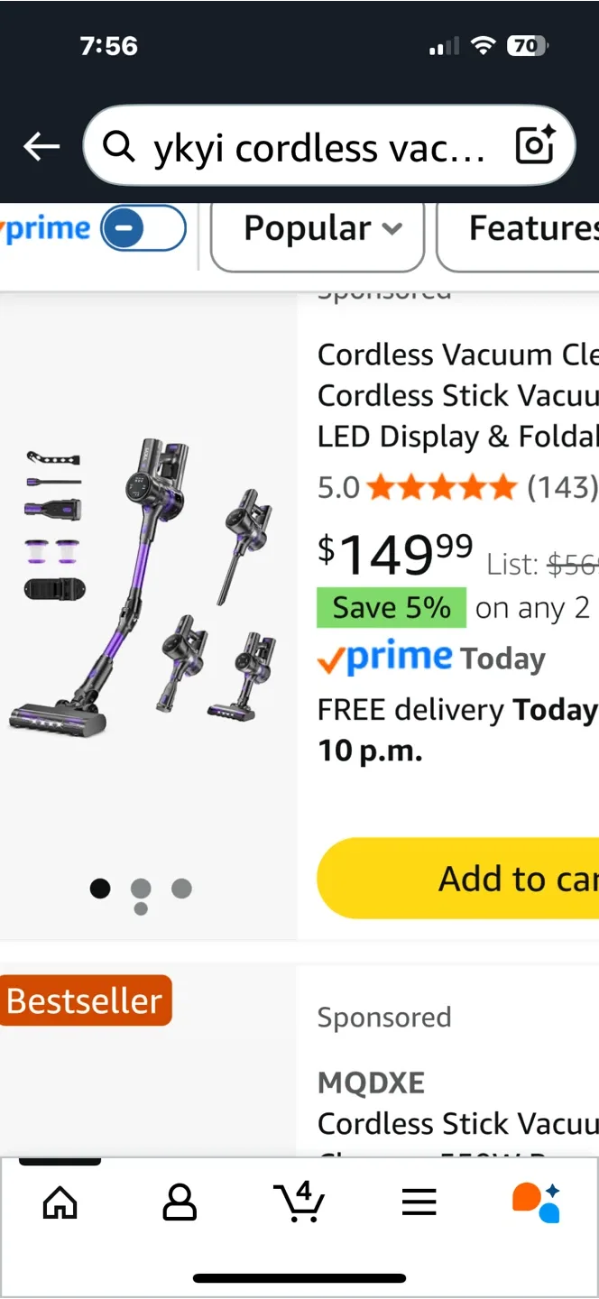 YKYI Cordless Vacuum Cleaner - Powerful Suction thumbnail
