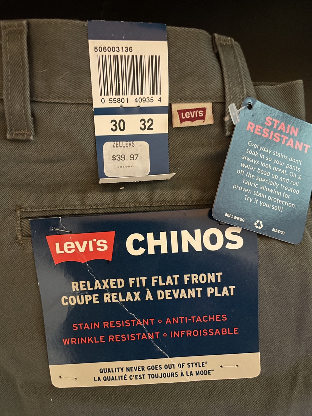 New Levi's Chinos Relaxed Fit Flat Front - 30x32 - photo 2