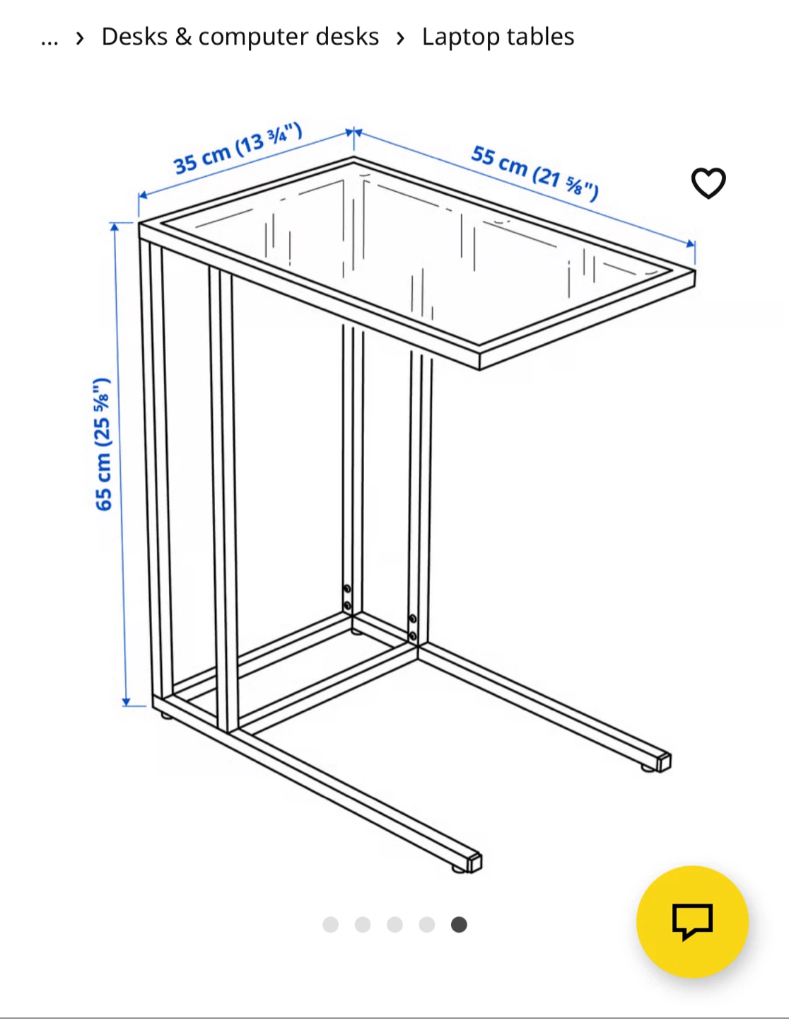 IKEA Laptop Table White, 55x35x65 cm - photo 2