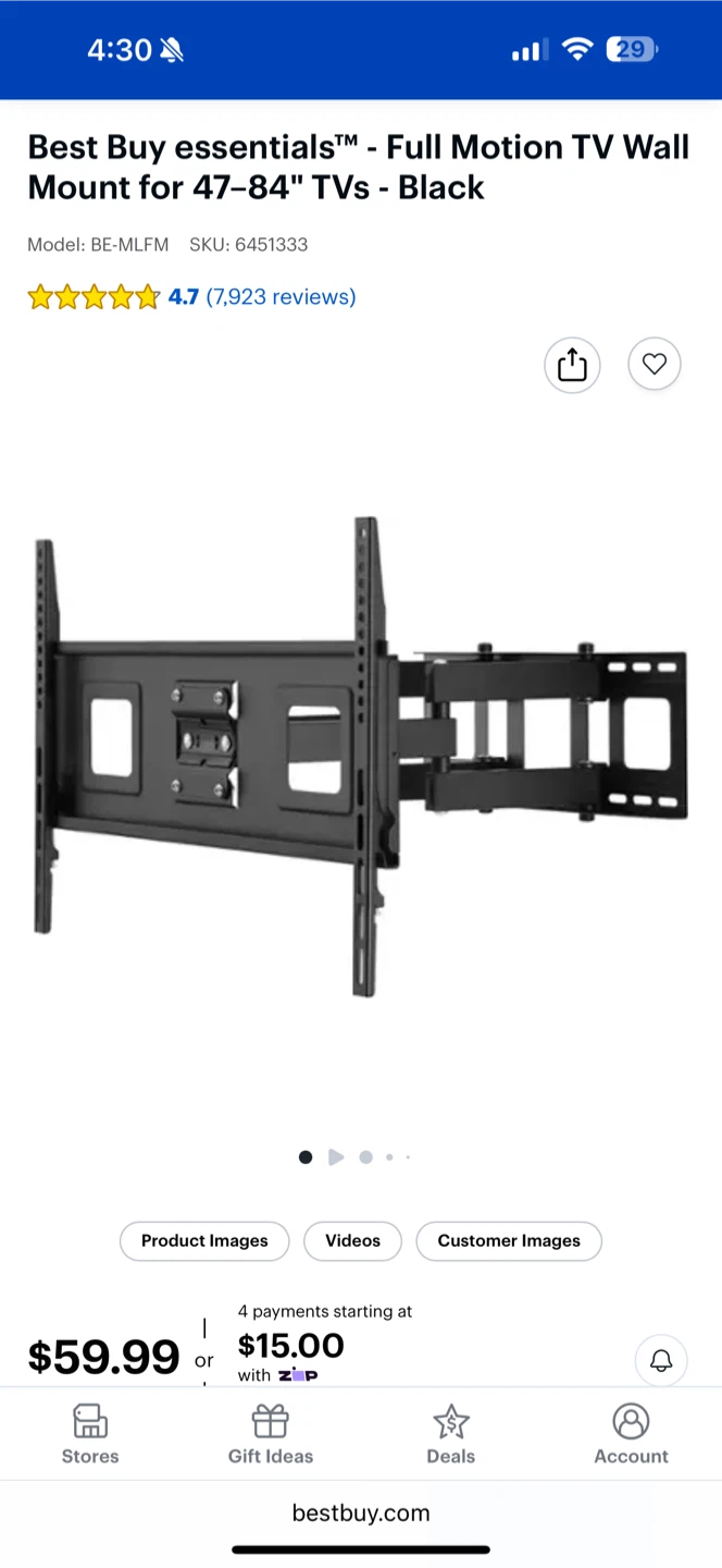 Best Buy Essentials Full Motion TV Wall Mount – BE-MLFM