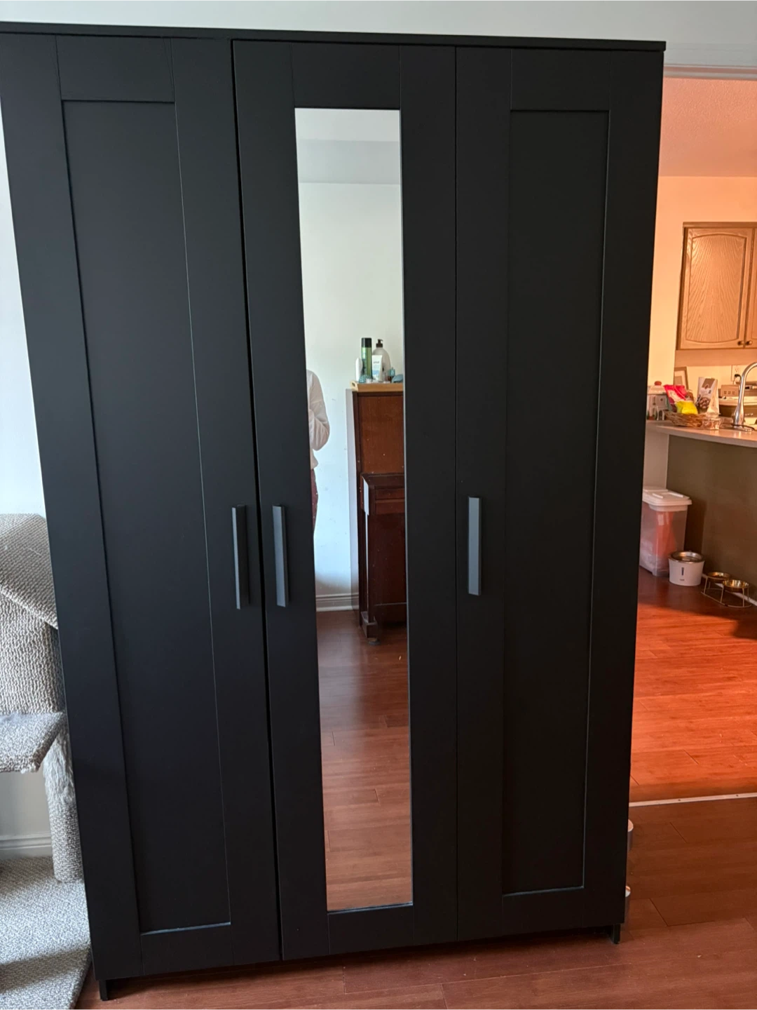 IKEA Brimnes Wardrobe - Black/Brown with Mirror