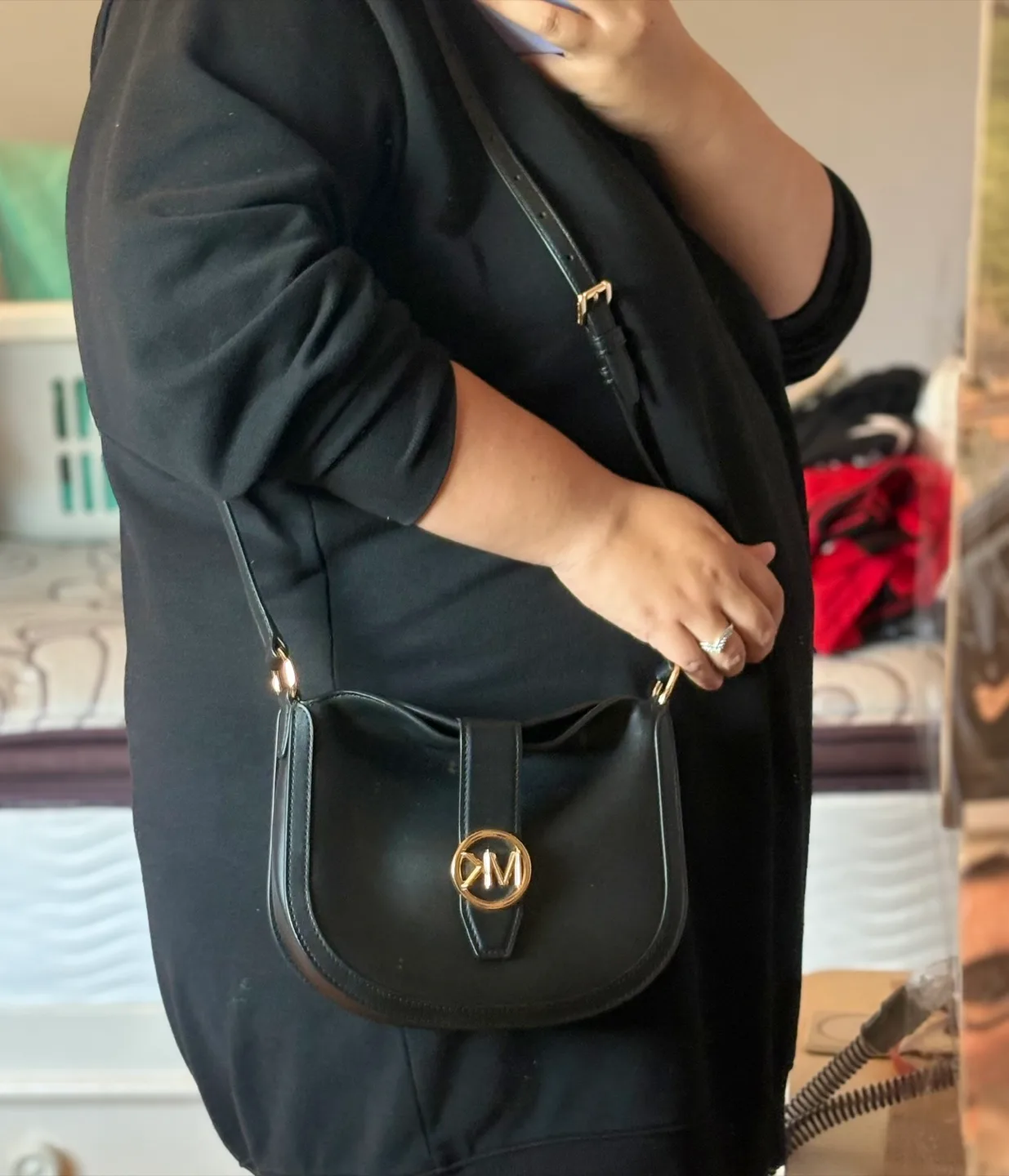 Michael Kors Black Leather Crossbody Bag thumbnail