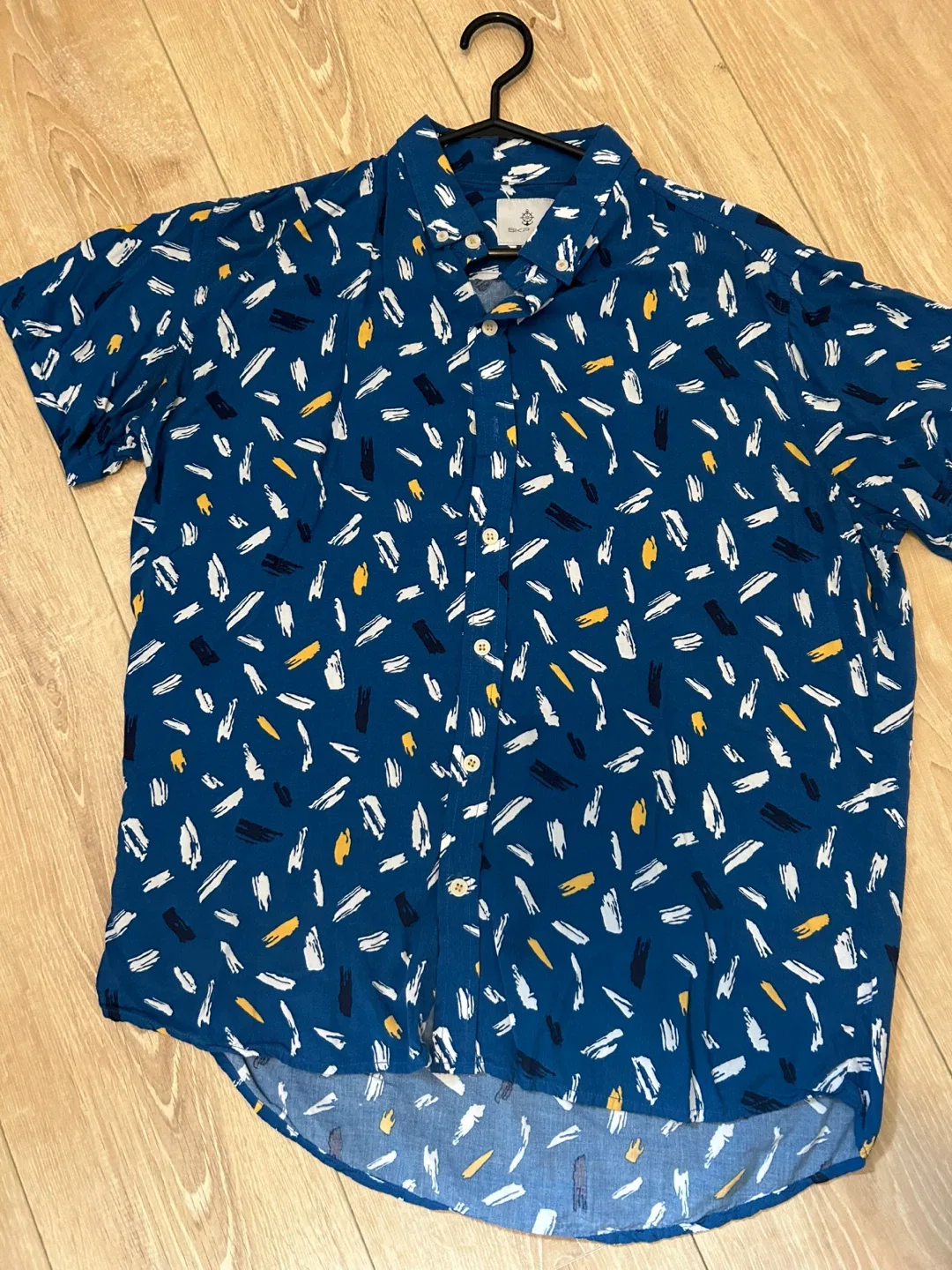 SIKP MAN Blue Patterned Short Sleeve Shirt thumbnail