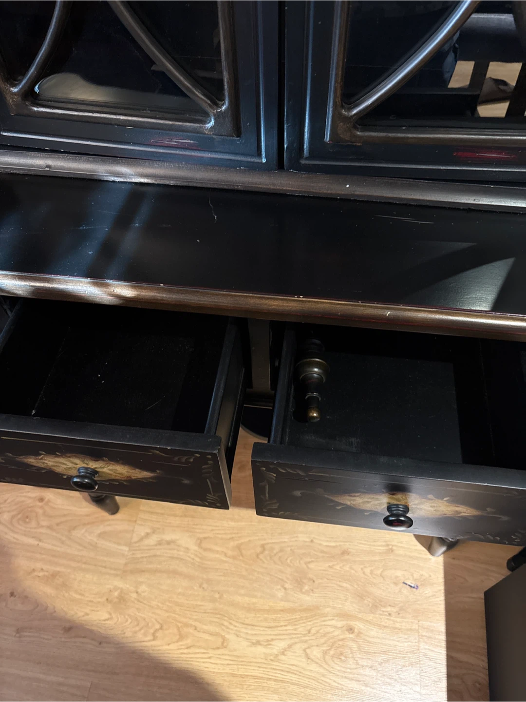 Black Display Cabinet with Glass Doors - photo 2