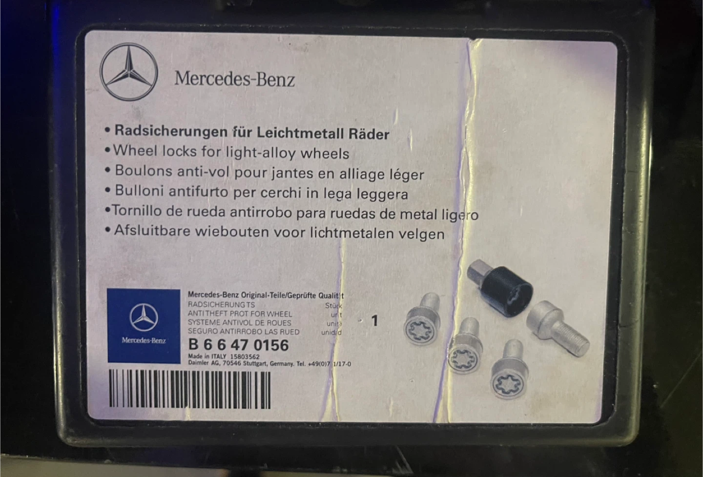 Mercedes-Benz Wheel Locks for Light-Alloy Wheels
