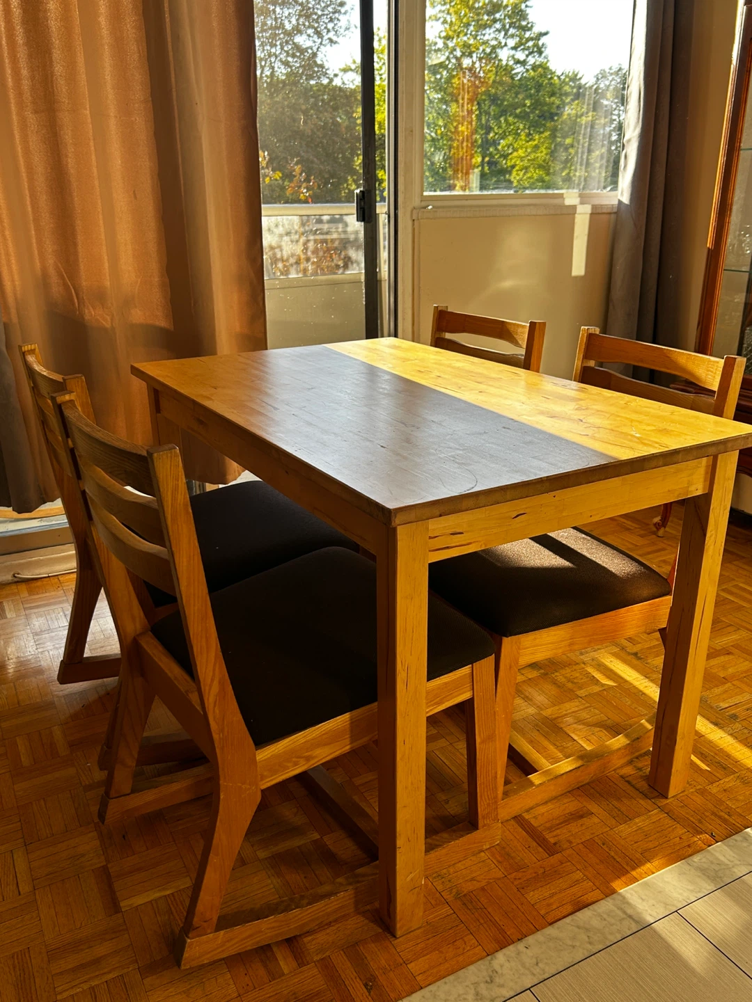 Wooden Dining Table with 4 Chairs