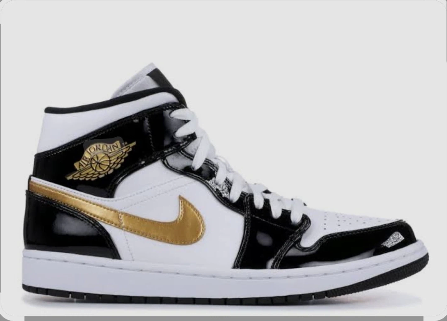 Air Jordan 1 Mid Black White Gold