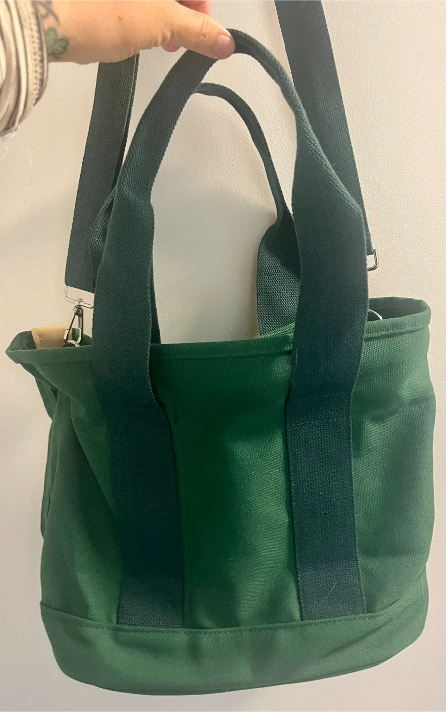 Green Canvas Tote Bag with Shoulder Strap image indicator(3)