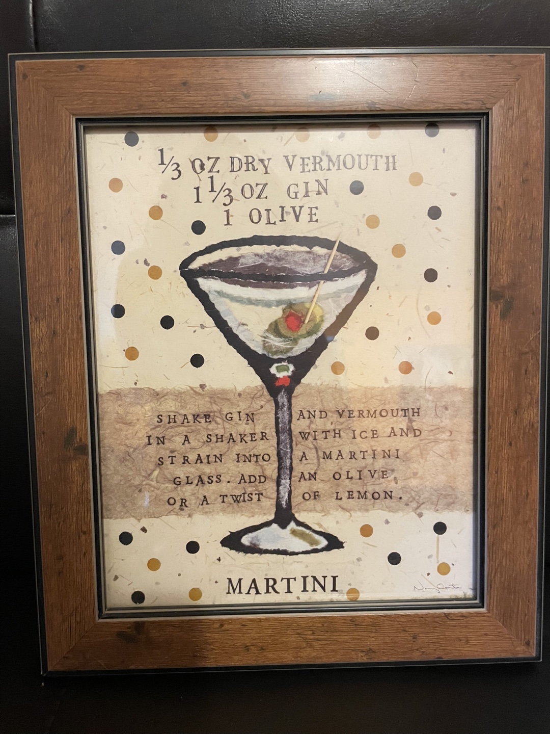 Martini Recipe Framed Art Print