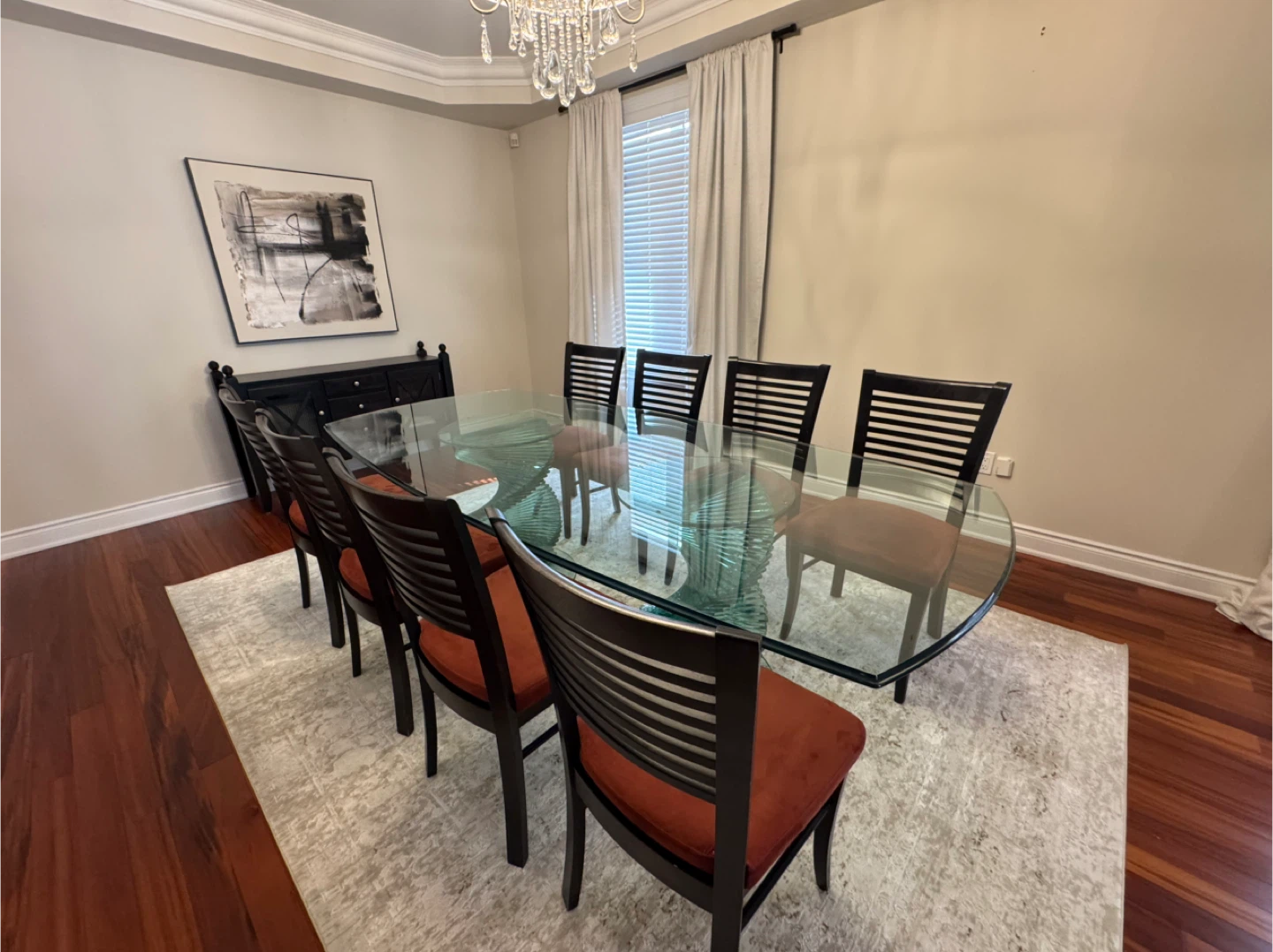Large Glass Dining Table with 8 Chairs – Modern Spiral Base - photo 4