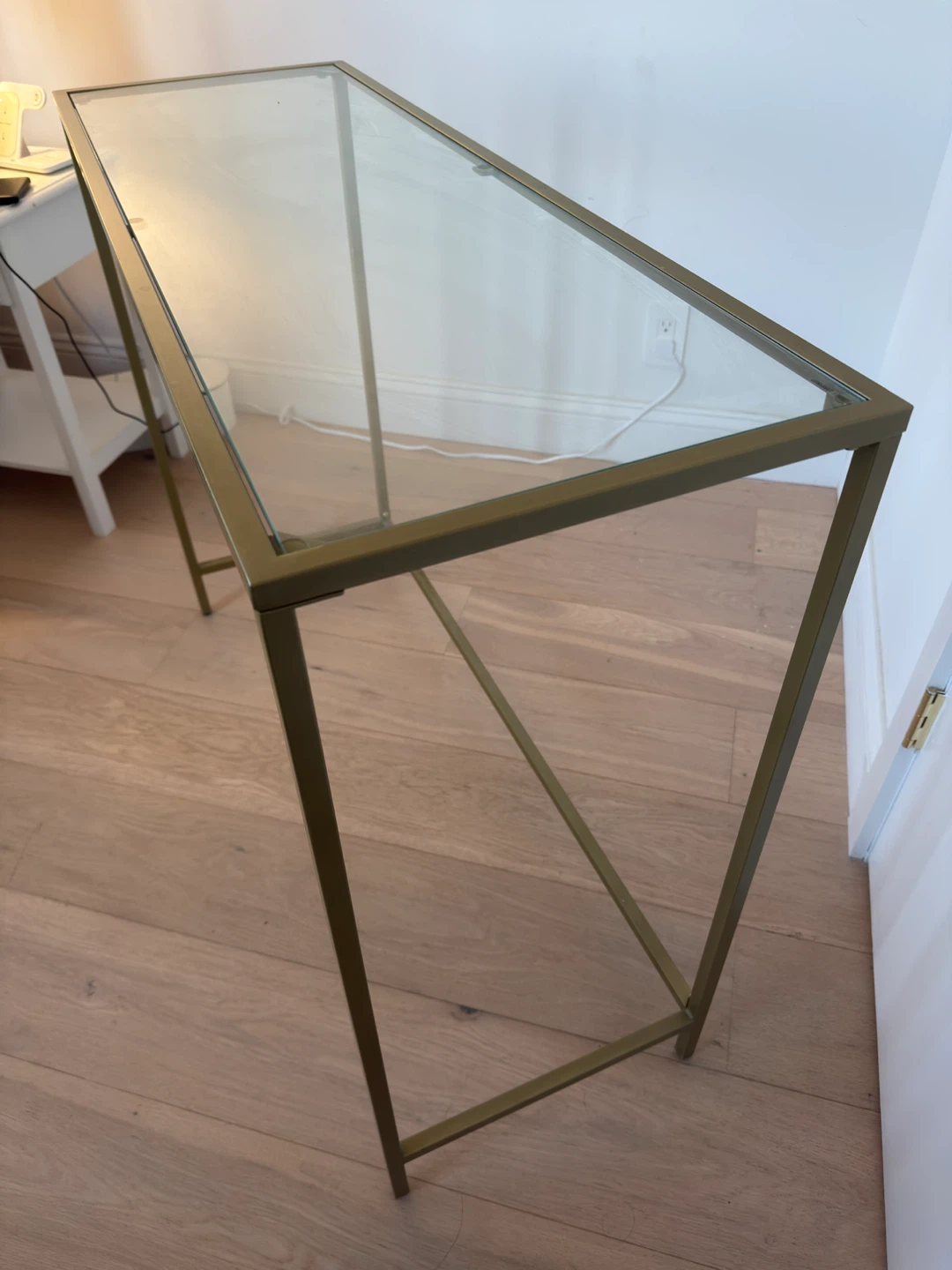 Glass Top Console Table - Gold Frame, glass top - photo 3