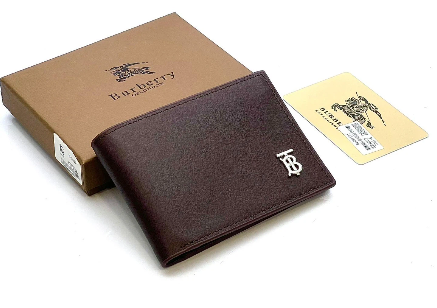 Burberry Brown Leather Wallet with Box and authentication card