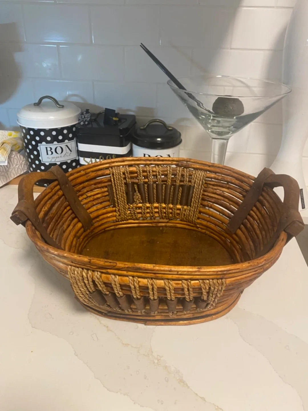 Wicker Basket with Handles thumbnail