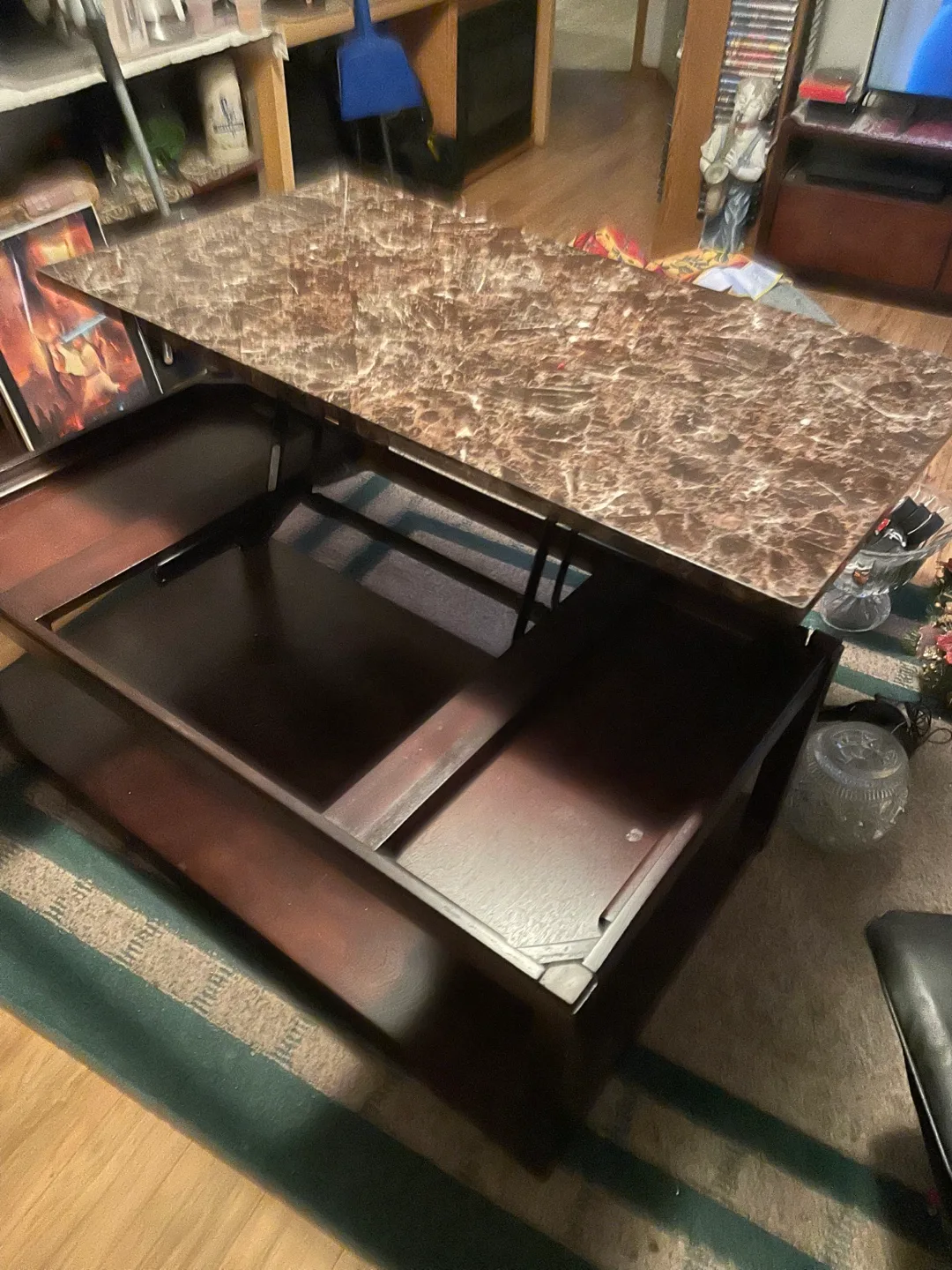 Coffee Table with Lift Top - Brown Marble Effect image indicator(2)