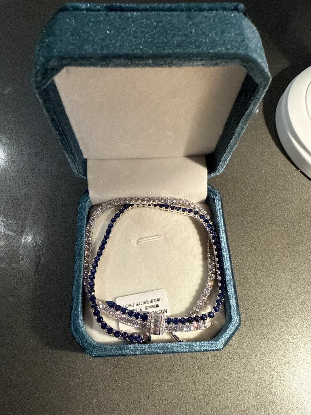 Tennis Necklace with Blue & White Stones image indicator(5)