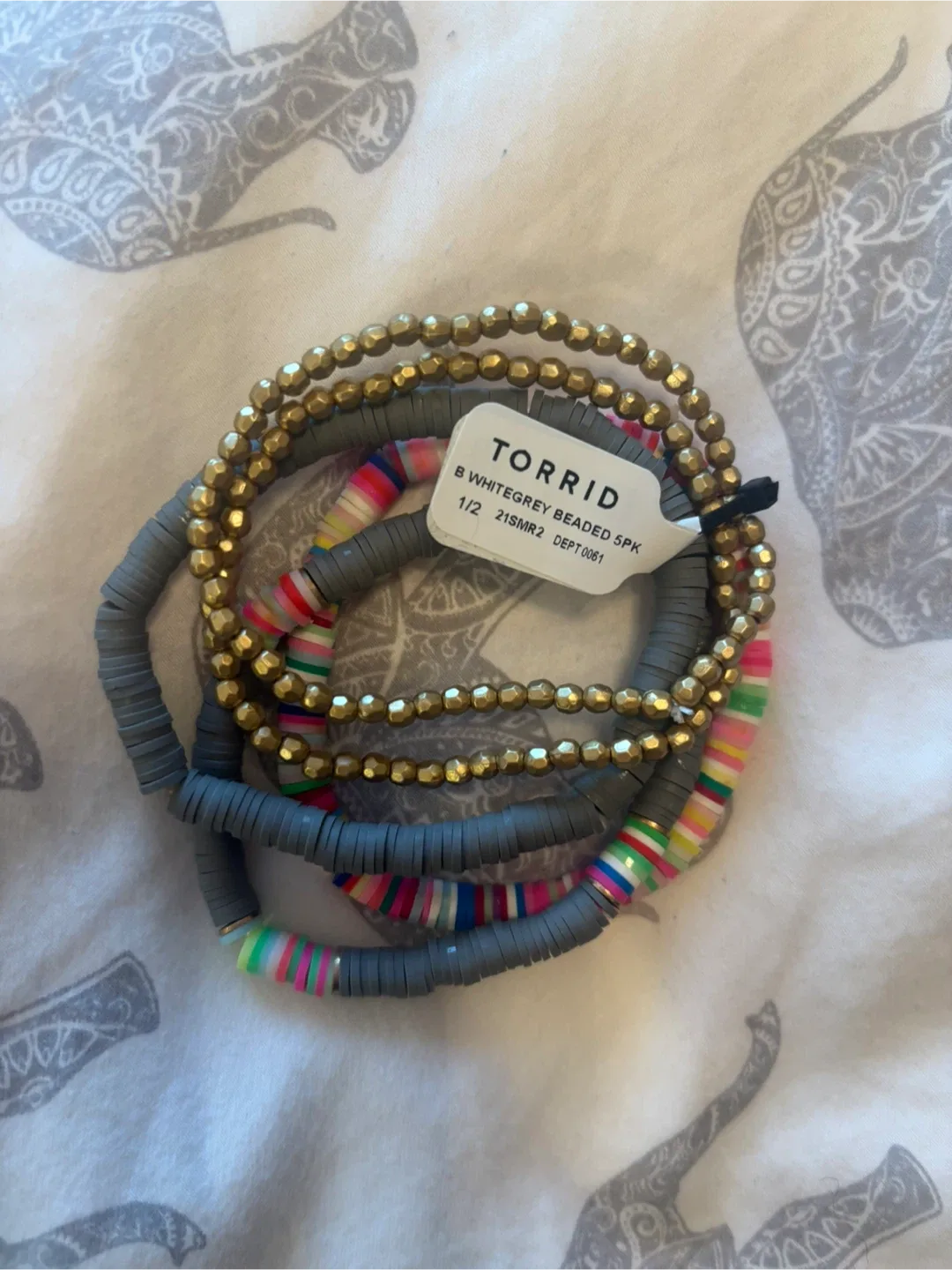Torrid multi colour /Grey Beaded 5-Pack Bracelets thumbnail