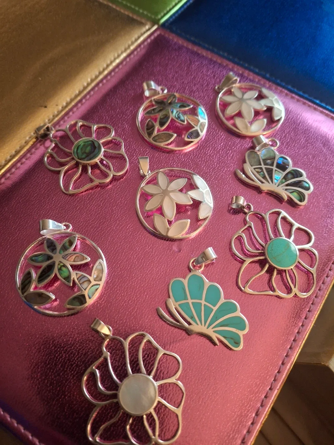 Flower & butterfly pendants (most stamped 925 silver) thumbnail