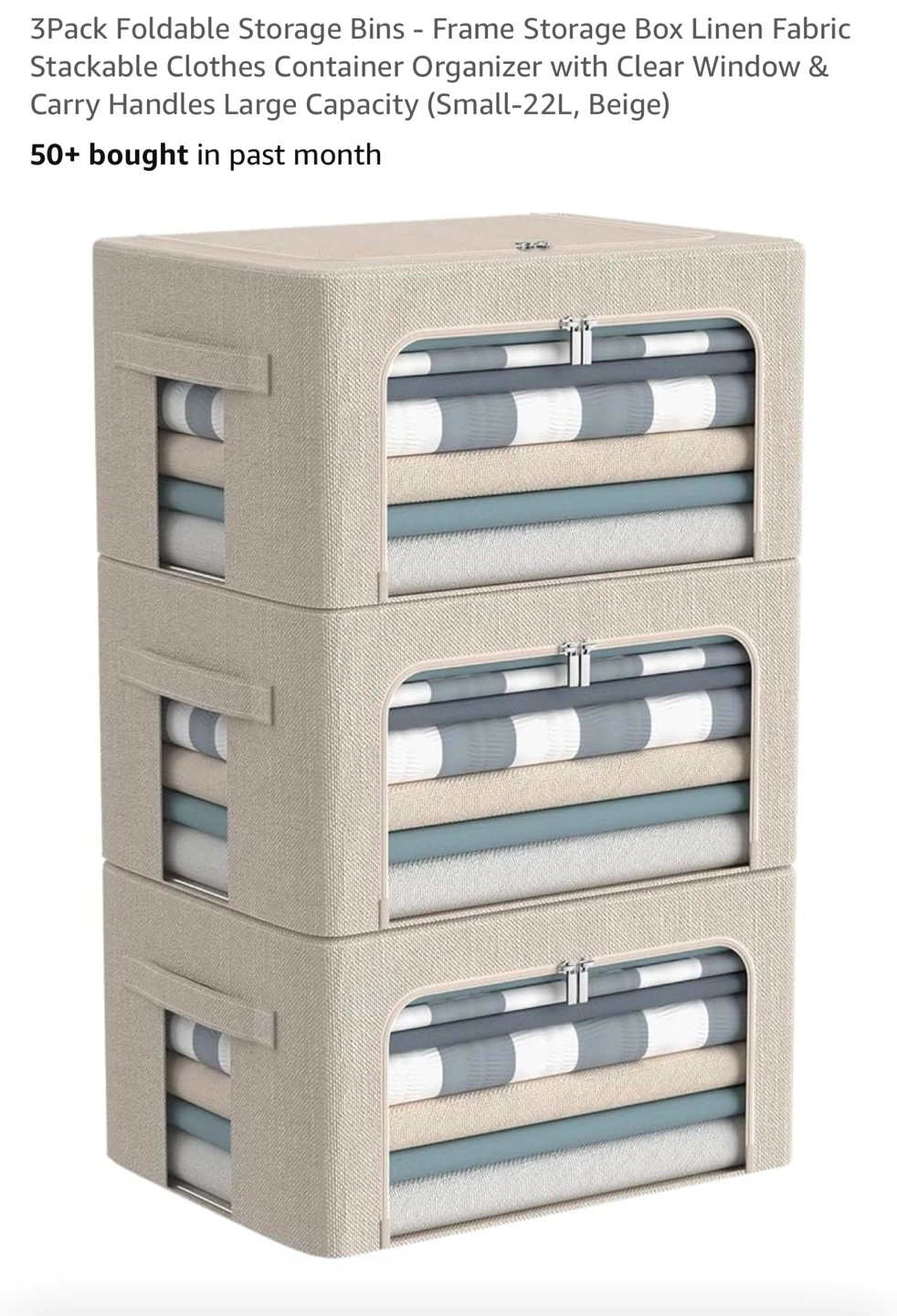 8 Foldable Clothes Storage Bin - 22L Beige