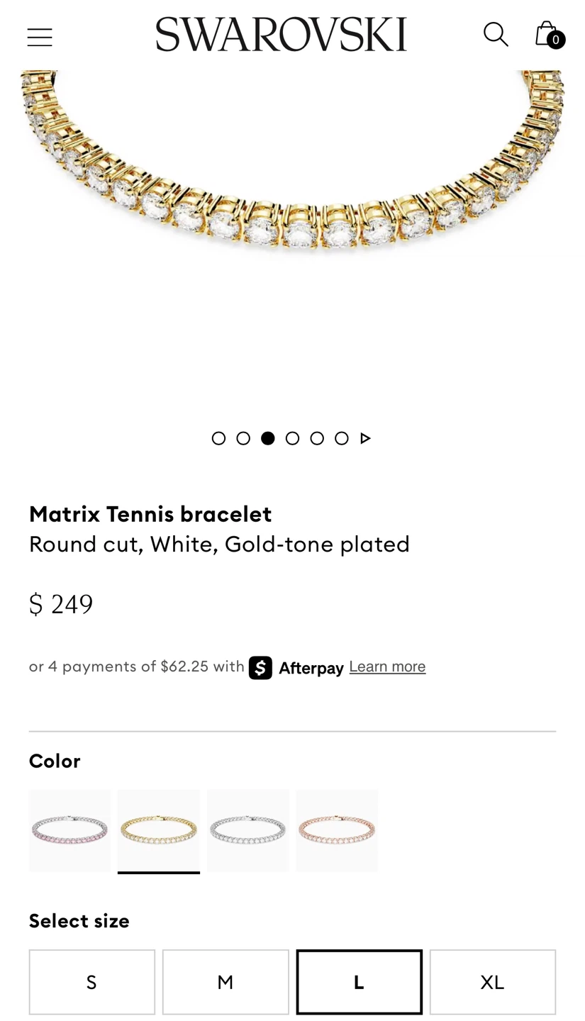 Swarovski Matrix Tennis Bracelet - Gold Tone, Size L - photo 3